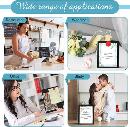 Fainne 1 Pc Magnetic Bulletin Board with Easel Stand Mini Magnet Metal Tabletop Memo Display Board for Back to School Menu Table Office Supplies (Black,11 x 8.5 Inches)