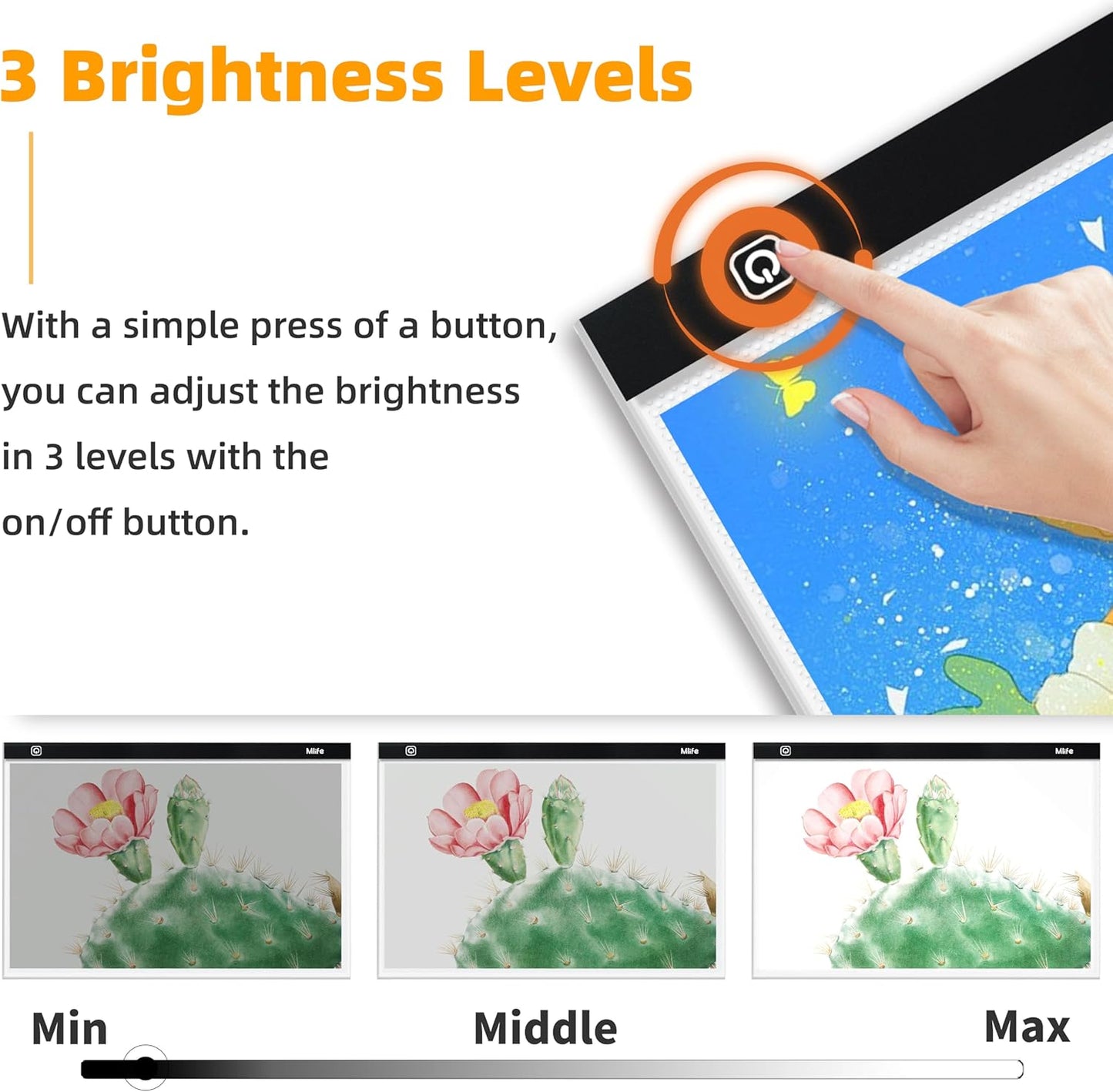 Mlife A2 Light Box Kit for Diamond Painting, Adjustable Brightness Diamond Light Pad for Tracing Pad, Light Board Diamond Art Painting Accessory, Diamond Art Tools for Full Drill