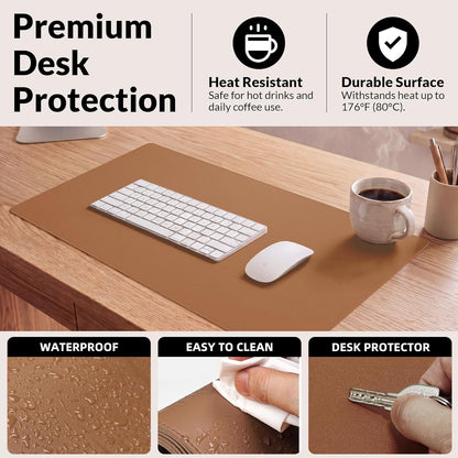 AFIING Large Desk Mat 47" x 17", Dual-Sided Natural Cork & PU Leather Desk Pad, Non-Slip Waterproof Mouse Pad for Office, Home & Gaming, Black