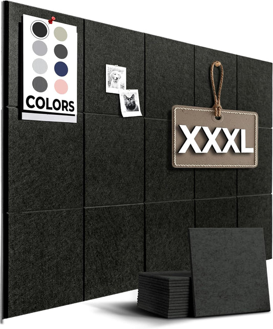 WALLHERO Cork Boards for Walls, Bulletin Boards 59"x36" | 15 Pack | Felt Bulletin Board, Large Cork Board for Office, Wall Protector for Dart Board, Corks Boards, Felt Board Tiles (Gray Marble)