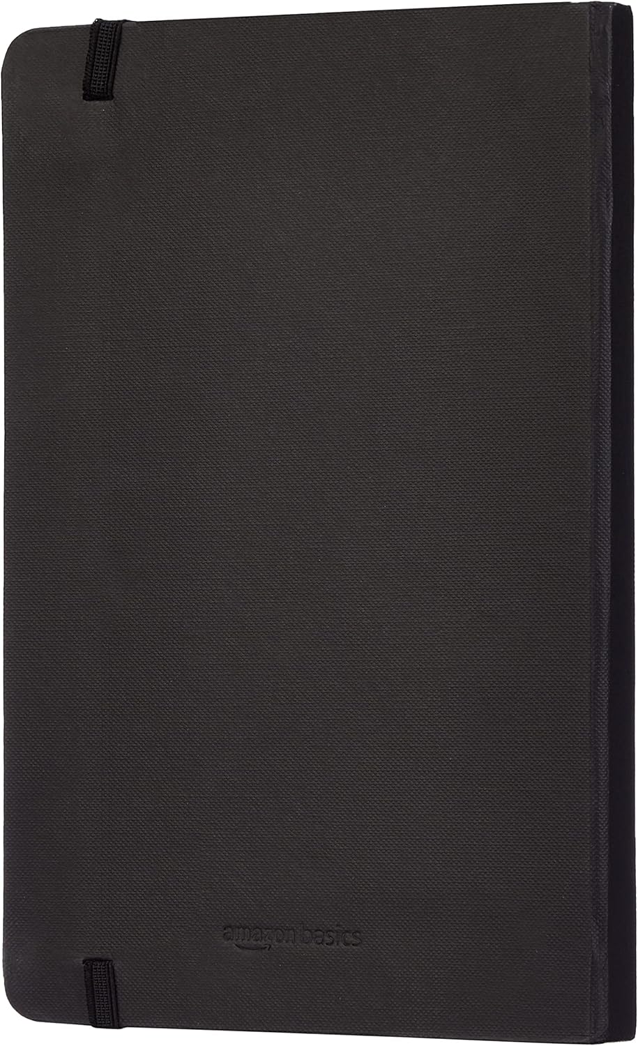 Amazon Basics Classic Grid Notebook for Writing and Note Taking, Hardcover, Graph Ruled, 240 Pages, 5" x 8.25", Black