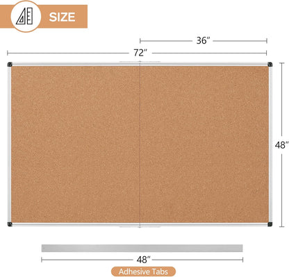 Bulletin Board 36 x 48, Silver Aluminium Framed 4x3 Large Wall Mounted Cork Office Notice Pin Board