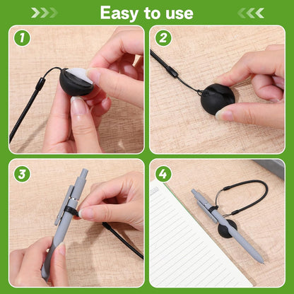 Tucnoeu 5 Pcs Retractable Pencil Holder, Elastic Rope Lost Tether for Touch Pens, Retractable Stylus Teacher Pen Lanyard with Ring, Pen Loop Holder for Desk Clipboards and Drawing Applications