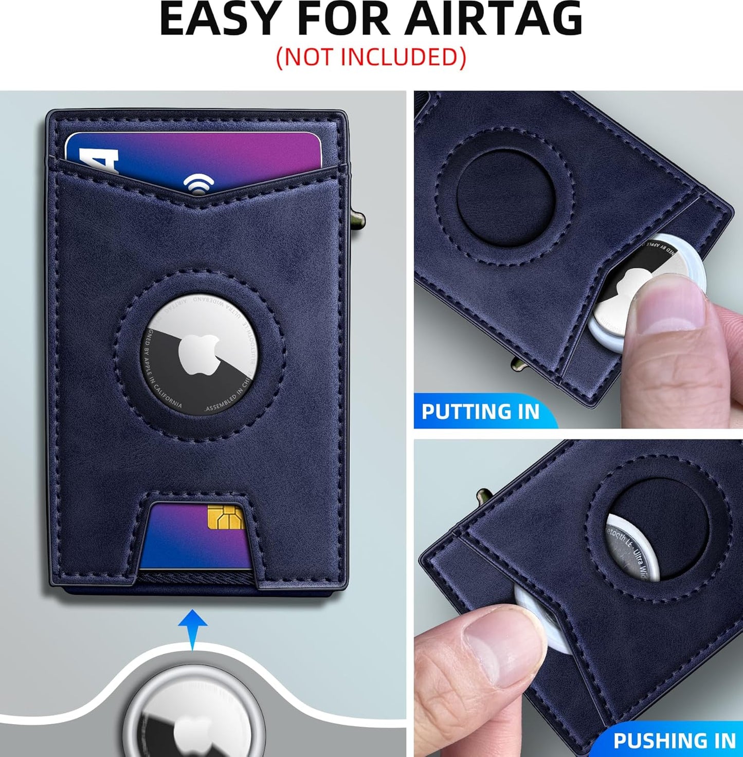 miyozi Airtag Wallet for Men Money Clip 9-Card Pop-Up Credit Card Holder with ID Window RFID Blocking Metal Case Magnetic Closure Front Pocket Wallet Gift Box | with Money Clip