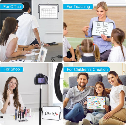 SAYEEC Small Dry Erase White Board Mini Magnetic Desktop Whiteboard with Stand, 3 Markers, 2 Magnets, 1 Eraser, Portable Double-Sided White Board Easel for Drawing to Do List Desk Office School Home