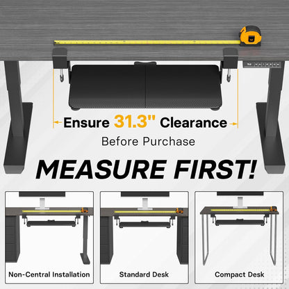 BONTEC KMT01 Under Desk Keyboard Tray, Pull-Out Keyboard & Mouse Platform with C-Clamp, 25.6 x 11.8 in Space-Saving Ergonomic Slide-Out Drawer, White
