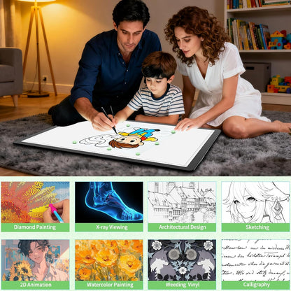 Phylosal Rechargeable A3 LED Light Pad for Diamond Painting, Ultra-Thin Magnetic Tracing Light Box for Drawing, Diamond Art Light Board with Side Button, Super Bright Light Table for Sketching (White)