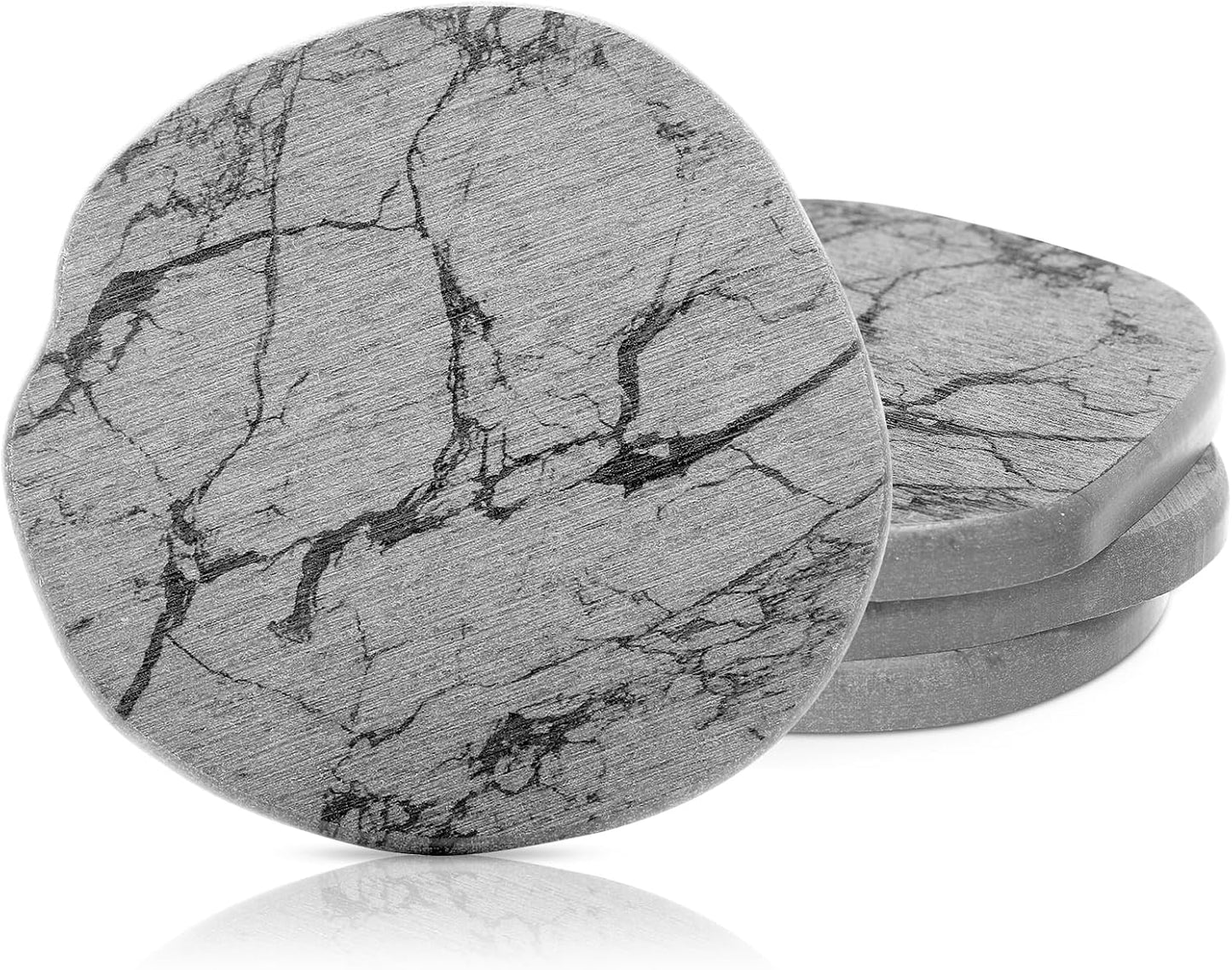 Diatomaceous Earth Coasters Set of 4，Cool Absorbent Quick-Dry Drink Coasters for Desks, Cute Modern Stone Design with Stylish White Aesthetic (4, White)