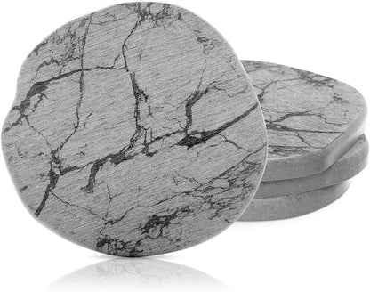 Diatomaceous Earth Coasters Set of 4，Cool Absorbent Quick-Dry Drink Coasters for Desks, Cute Modern Stone Design with Stylish White Aesthetic (4, White)