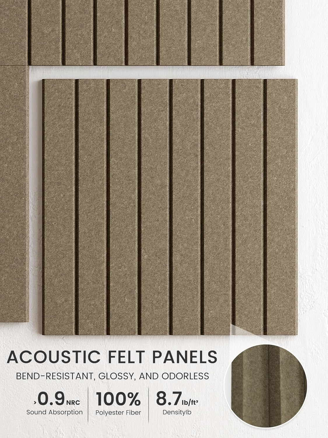 Bumusty Large Cork Board Alternative-48 x 36" Felt Bulletin Board Tiles, with 30 Pushpins, 70 Adhesive Tabs, Fine-Stripe 12-Pack, Cork Boards for Office Push Pin Board Felt Board-Oatmeal