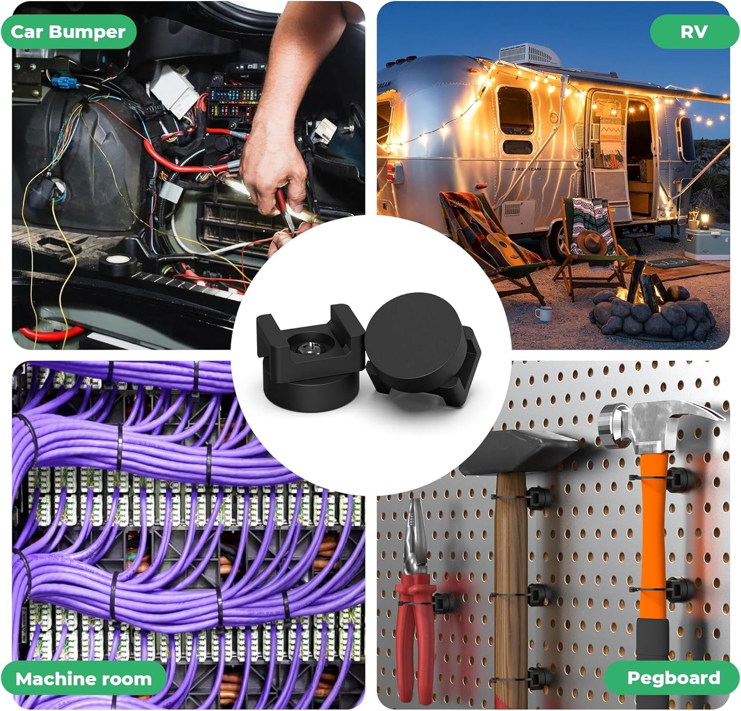 Magnetic Zip Tie Mount, 25LBS Strong Magnetic Wire Holder, Multipurpose Magnet Zip Tie Mount, Waterproof Magnet Cable Tie Holders for Home Office Marine Automotive Electrical Wiring Management