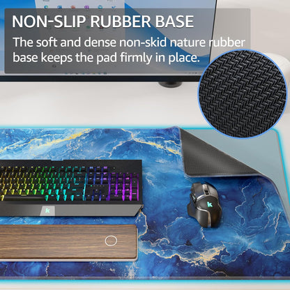 KTRIO Large Gaming Mouse Pad Desk Mat, Superior Micro-Weave Cloth for Precise Mouse Control, Non-Slip Rubber Base, Stitched Edges, Water-Resistant, for Gamer, Office & Home, 31.5" x 11.8" inches