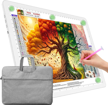 TOHETO A4 Light Board for Diamond Painting, Super Bright Magnetic Light Pad with Side Buttons, Lightbox for Tracing and Drawing, Corded Light Table for Sketching, Animation, Weeding Vinyl (Black)