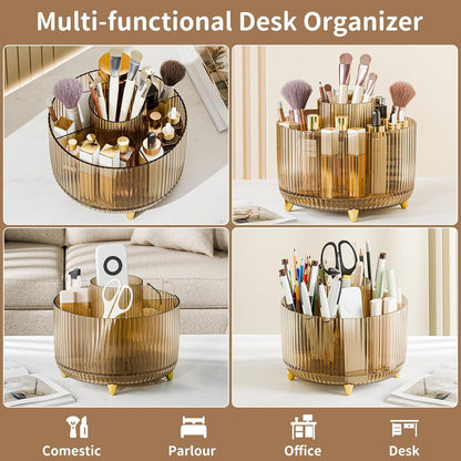 fanado 360° Rotate Makeup Brush Holder Organizer, Makeup Organizers Countertop, Makeup organization and Skincare Storage for Vanity, Desktop, Bathroom (White)