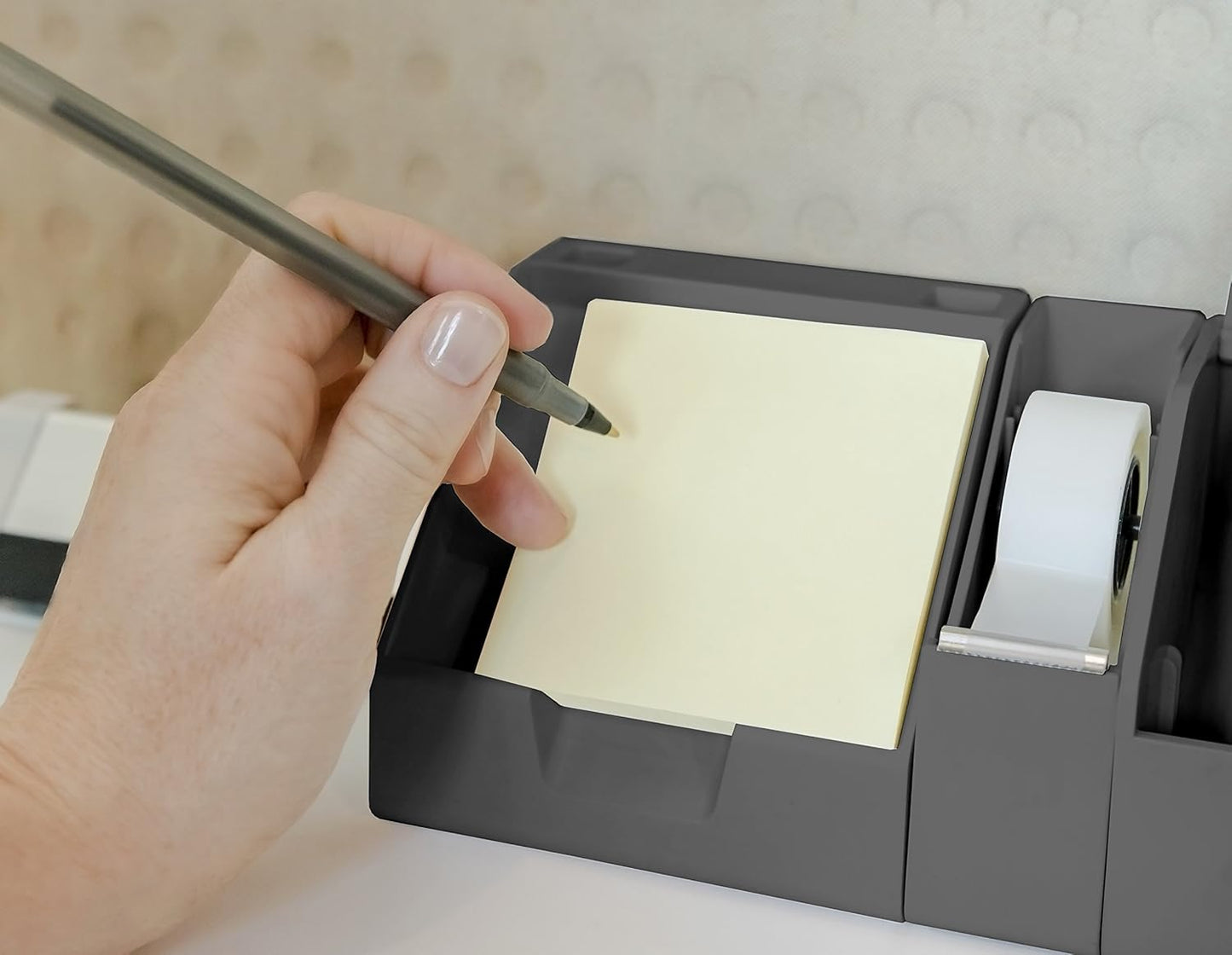 Bostitch Office Konnect Sticky Note Holder + Business Card Stand, Includes Pen Holders, Black