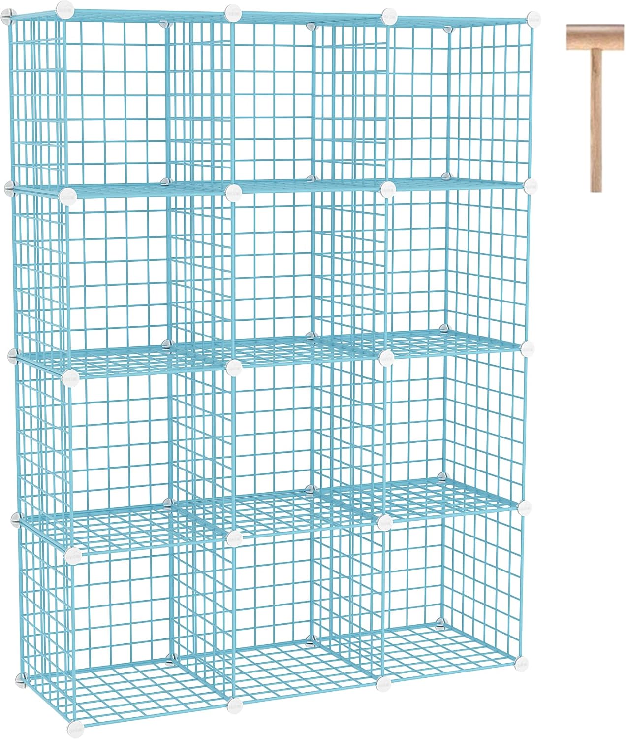C&AHOME Wire Cube Storage, 12-Cube Storage Organizer Metal, C Grids Storage Bins Shelving, Modular Bookshelf Shelf, Closet Cabinet Ideal for Bedroom, Office 36.6”L x 12.4”W 48.4”H Black