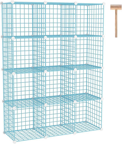 C&AHOME Wire Cube Storage, 12-Cube Storage Organizer Metal, C Grids Storage Bins Shelving, Modular Bookshelf Shelf, Closet Cabinet Ideal for Bedroom, Office 36.6”L x 12.4”W 48.4”H Black