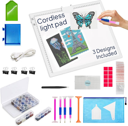 iVyne Rechargeable A3 Light Pad for Diamond Painting - LED Light Board for Weeding & Tracing - Diamond Art Light Pad - Ultra-Thin & Portable - Perfect for Artists & Crafters - Blue