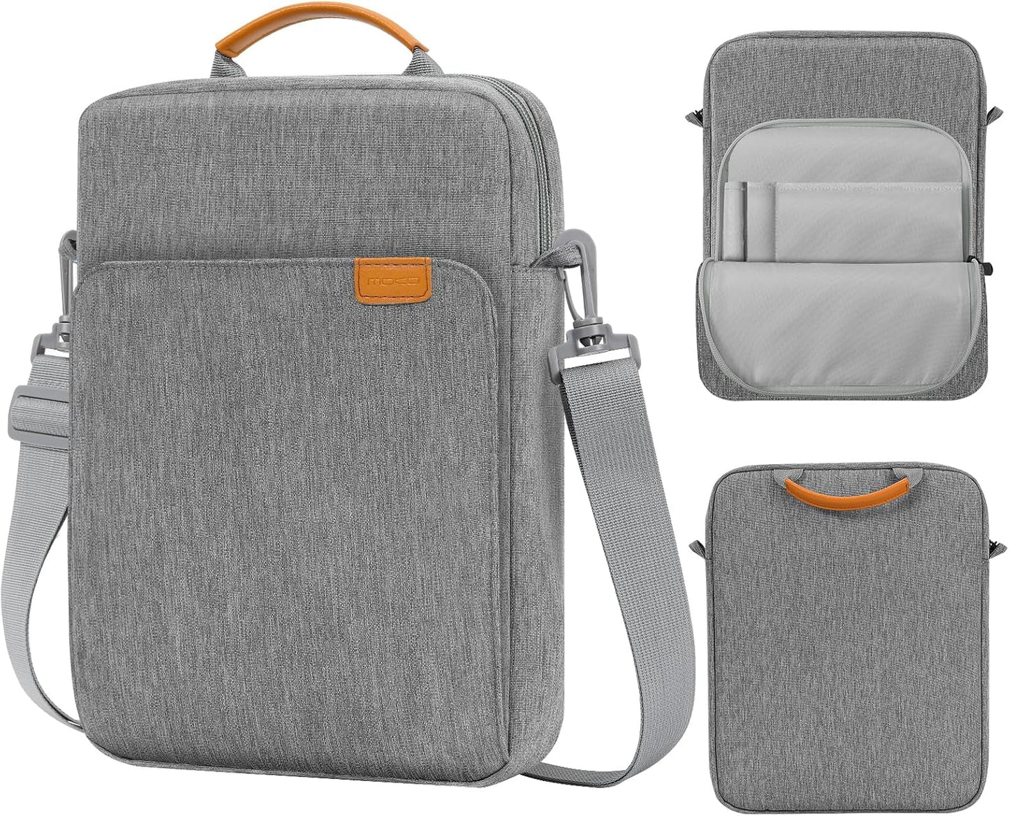 MoKo 13 Inch Tablet Sleeve Bag, Fits with 13 Inch New iPad Pro M5 & Air M4/M3, iPad Pro 12.9 M2&M1,Surface Laptop Go 12.4,Galaxy Tab S8+/S9+ 12.4,Handle Carrying Case with Shoulder Strap,Black &Gray