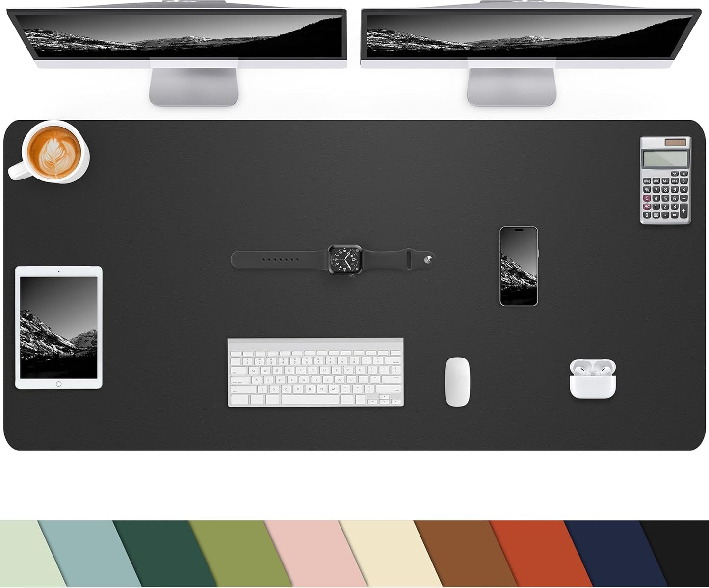 Leather Desk Pad Protector, Office Desk Mat, Large Mouse Pad, Non-Slip PU Leather Desk Blotter, Laptop Desk Pad Desk Accessories for Office and Home (Black, 40" x 17")