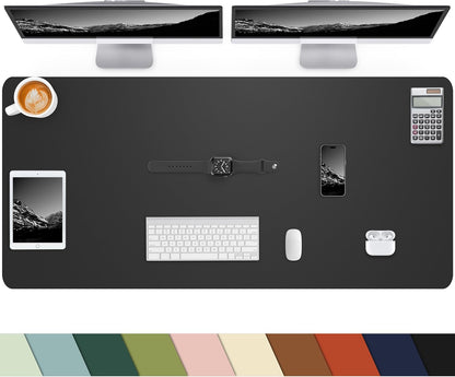 Leather Desk Pad Protector, Office Desk Mat, Large Mouse Pad, Non-Slip PU Leather Desk Blotter, Laptop Desk Pad Desk Accessories for Office and Home (Black, 40" x 17")