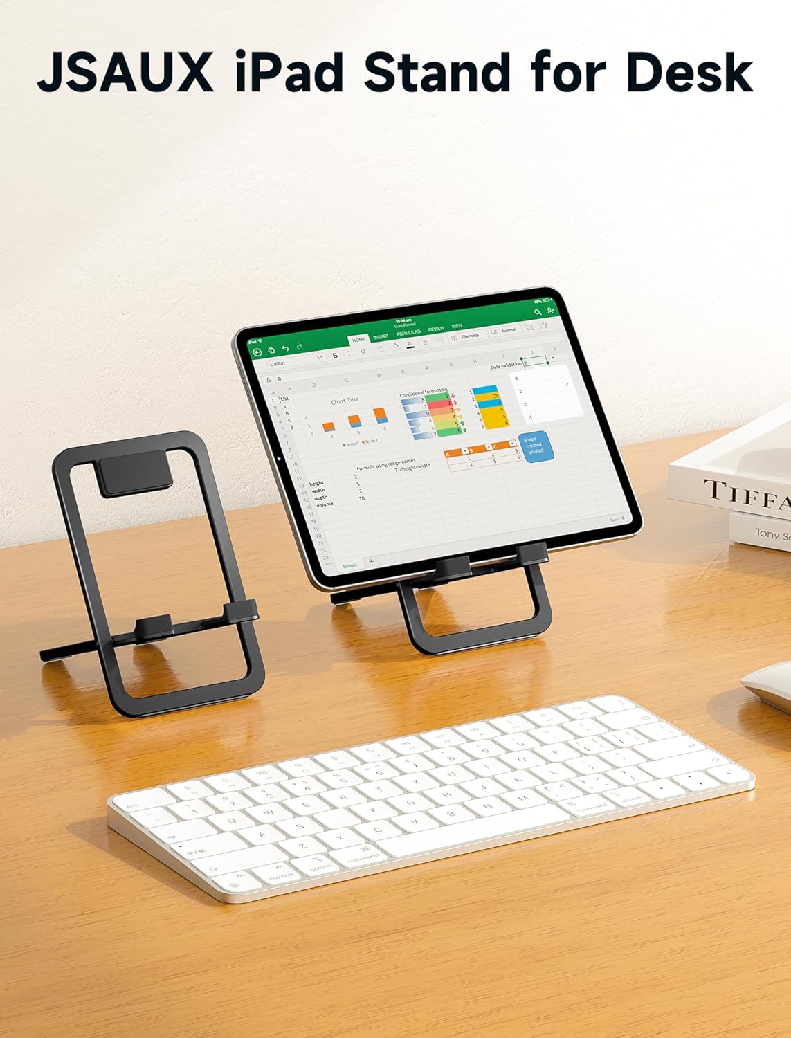 JSAUX Universal Tablet Stand, Portable Foldable Tablet Holder for Desk Compatible with iPad mini/Air, Samsung Galaxy Tab, Kindle Fire, Steam Deck, Switch 2, ROG Ally, iPhone and Other Tablets-Gray