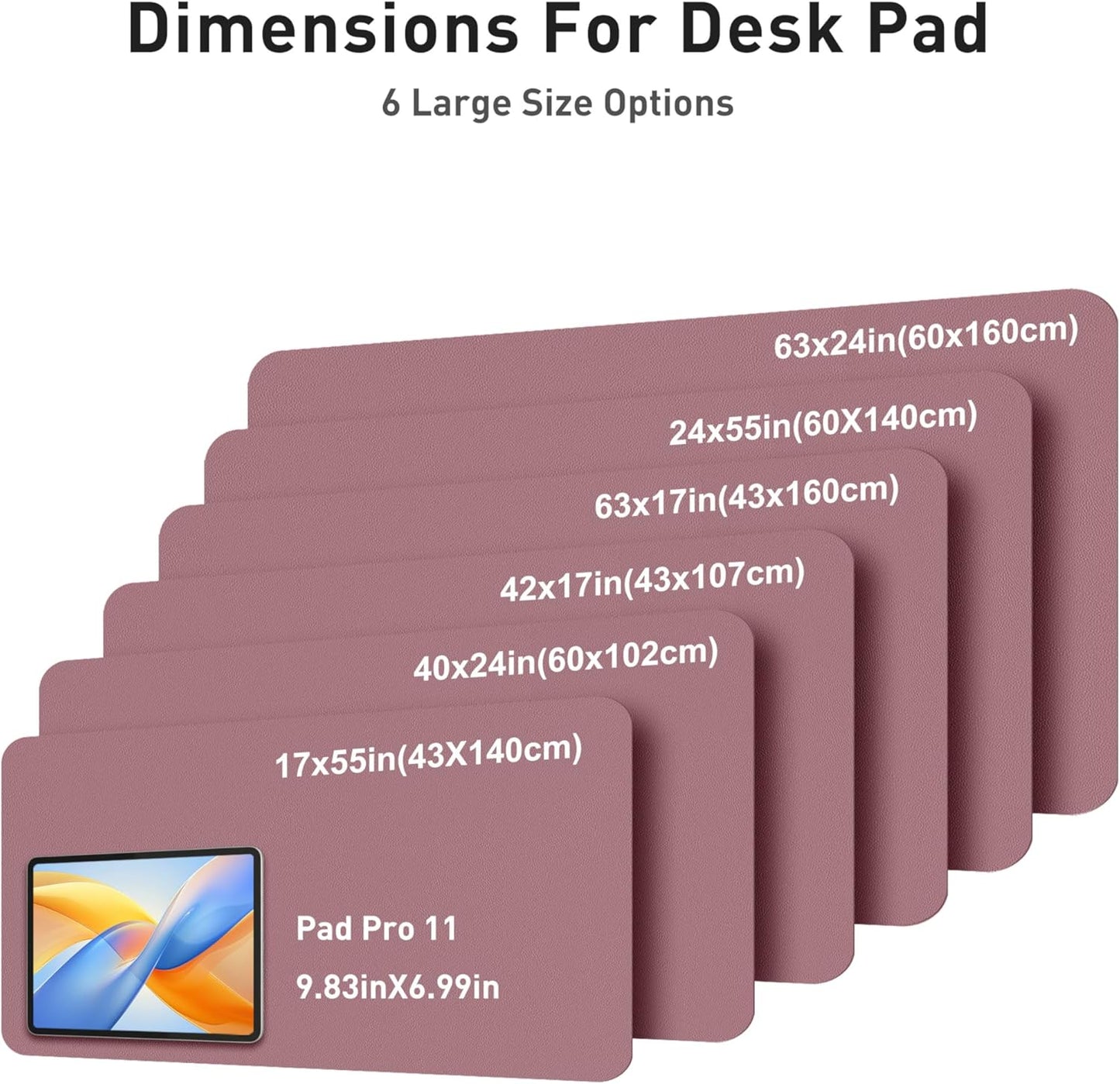 Aothia Non-Slip Waterproof PU Leather Desk Pad Protector for Mouse, Writing Desk, Office, Home, Laptop Blotter, 23.6" x 13.7", Black - Colors B