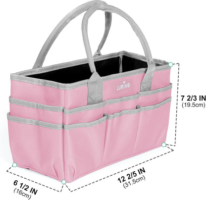 Jjring Craft and Art Organizer Tote Bag - 600D Silver Nylon Fabric Art Caddy with Pockets - for Art, Craft, Sewing, Medical, and Office Supplies Storage