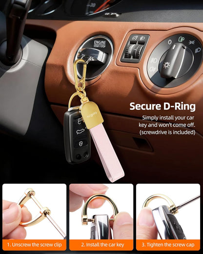 Keychain, Works with Apple Find My, Leather Car Keychain for Women and Men, Car Key Fob Holder, Key Chain with GPS Tracker, Anti-Lost Smart Keys Finder, Rechargeable, Black
