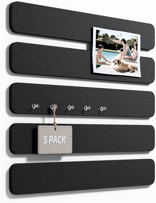 Fluxynara Cork Board Alternative Felt Strip Board 8-Pack 13"x2", Office Pin Board with 50 Push Pins, Adhesive Install for Bedroom Door & Home Office(Linen Dusk)