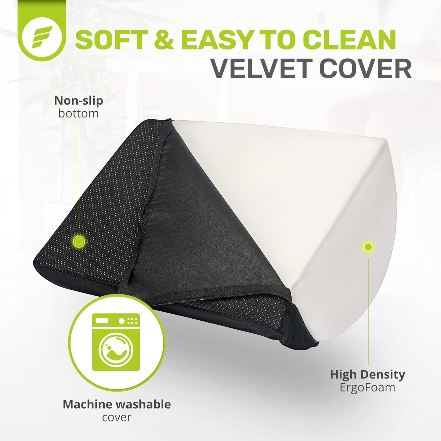 ErgoFoam Foot Rest for Under Desk at Work Adjustable - Chiropractor-Endorsed, High-Density Foam, Velvet (Black)