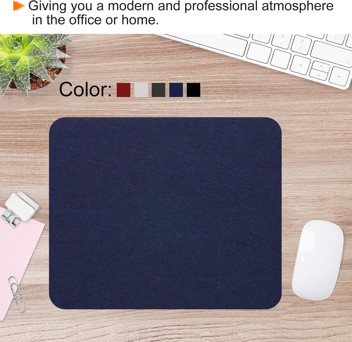 PATIKIL 9"x8" Mouse Pad, Felt Dual Side Soft Desk Pad Writing Mat for Office Home, Light Gray