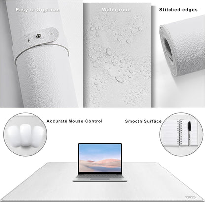 Cacoy 36" x 20" Leather Desk Mat for Home Office, Extra Large PU Leather Desk Pad Blotters, Waterproof Computer Keyboard Mat, Extended Gaming Mouse Pad, Desk Protector for Desktop and PC Laptop, Black