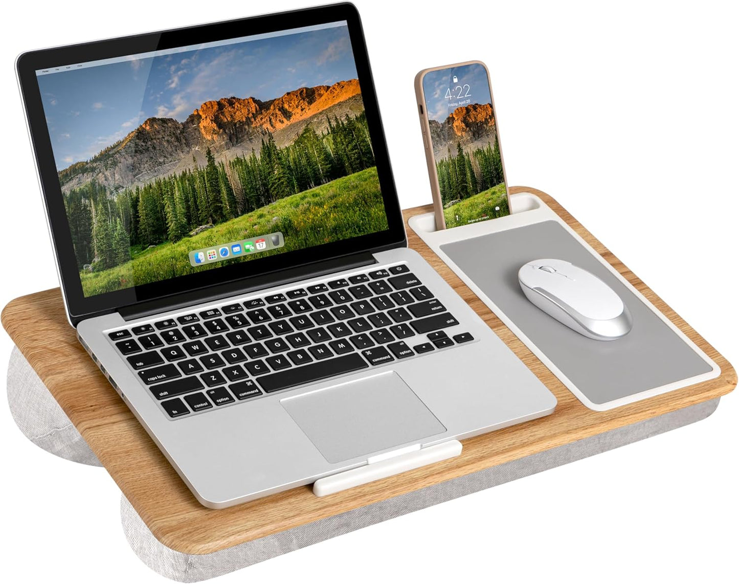 LAPGEAR Home Office Lap Desk with Device Ledge, Mouse Pad, and Phone Holder - Black Carbon - Fits up to 15.6 Inch Laptops - Style No. 91588