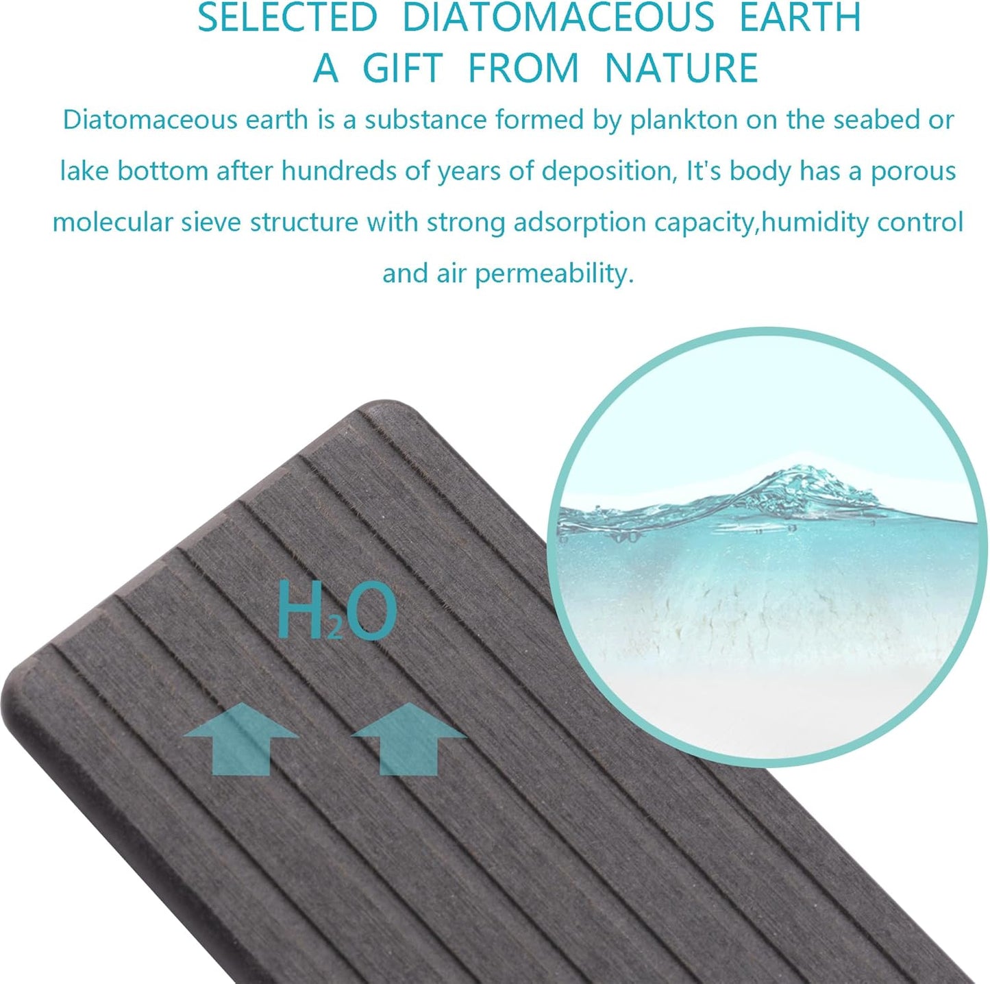 NiuYichee 2 PCS Water Absorbent diatomite Coasters, 8.3" x 4" Water Absorbing Stone Tray for Sink, Stone Drying mat for Kitchen Counter, Stone soap Tray Used for Hand Soaps & toiletries & Plants