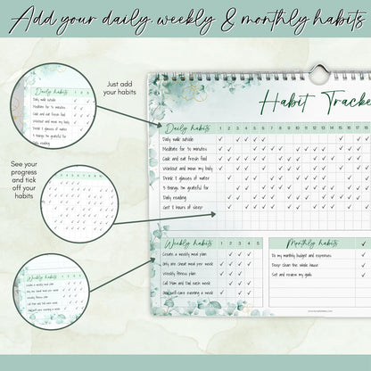 Habit Tracker Calendar – Daily, Weekly & Monthly Habit & Goal Tracker, Wire-Bound Planner with Colorful Design, Premium 250gsm Paper | A5 (Rainbow)