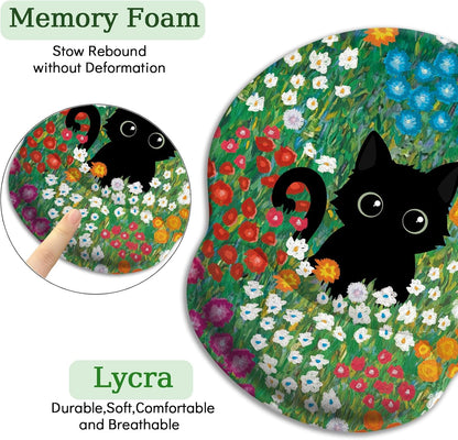 LIMKRIAN Cat Ergonomic Mouse Pad with Wrist Rest, Gaming Mouse Pad with Wrist Support, Funny Mouse Pads for Desk, Computer Mousepad with Non-Slip Pain Relief PU Base, Cute Office Desk Accessories