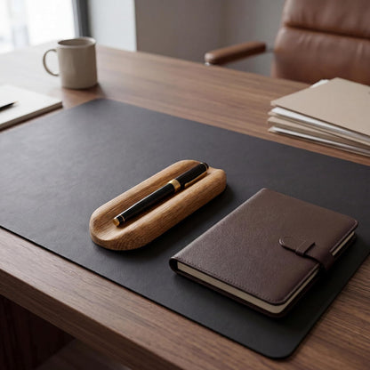 Solid Oak Single Pen Tray, Minimalist Desk Organizer, Natural Wood, Handcrafted, Precision Angled Channel