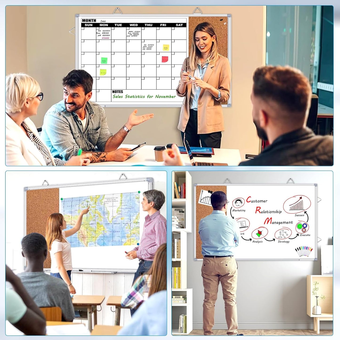 Weekly Planner Whiteboard, Weekly Dry Erase Board for Wall 16" x 12", Double-Sided Weekly Calendar Whiteboard with Pen Tray & Hook, Hanging Writing Schedule Board for Home, School, Office