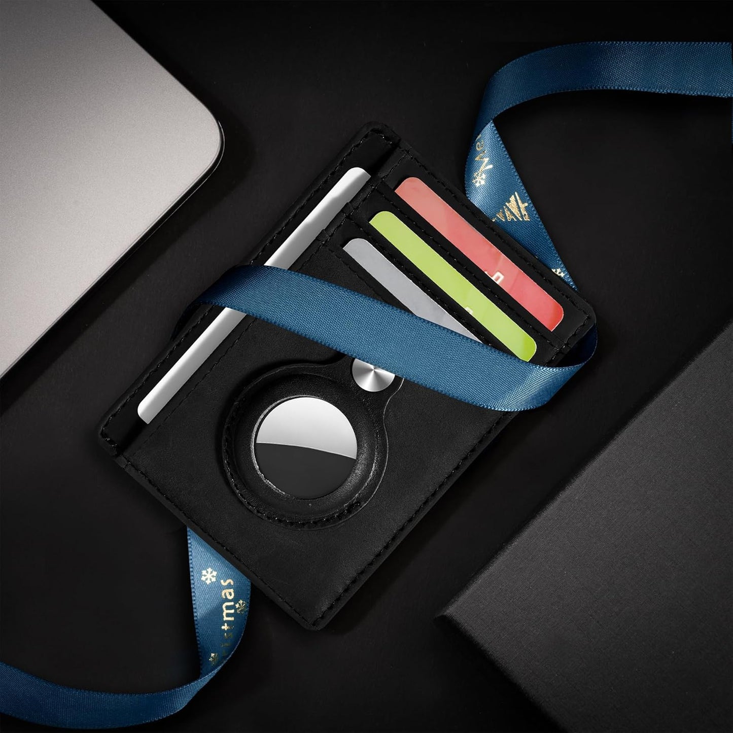 Slim Minimalist Front Pocket Air Tag Wallet, RFID Blocking Card Holder Wallet with Airtag Holder