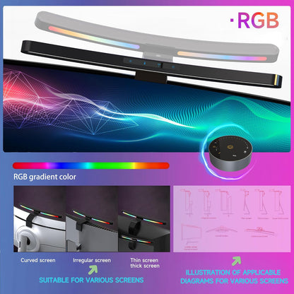 ONWAY Curved Monitor Light Bar with Wireless Remote,Monitor Auto-Dimming and Camera Base,Applicable to All Screens. No Screen Glare,for Home Office
