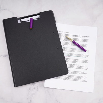 Tomorotec A4 Size Nursing Foldable Cover Clipboard with Pen Holder PP Foam Stationery Document Holder File Organizer Folder Writing Pad for Hospital Office School Business Classroom Supplies (Black)