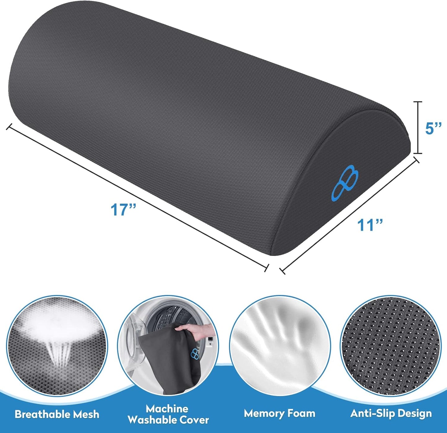 StepLively Foot Rest Ergonomic Pillow for Under Desk at Work, Anti-Fatigue Footrest Support Pillow for Fatigue & Pain Relief, Comfortable for Office Chair, Car Seat & Gaming Chair - Black