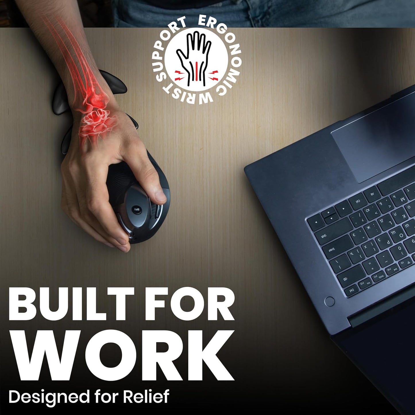 GlideX r2.0 Ergonomic Mouse Wrist Rest – Compact Sliding Wrist Pad with Low Profile Design for Desk Laptop Travel, Fits Small to Medium Hands (Black)