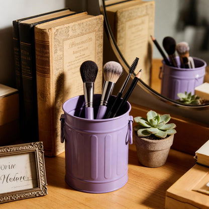 Noamus 9 Pack Metal Pen Holder, Mini Pencil Bucket with Handle, Desktop Pencil Cup Makeup Brush Organizer, Desk Colorful Small Pails, Stationary Supplies Container for Office Classroom School Crafts