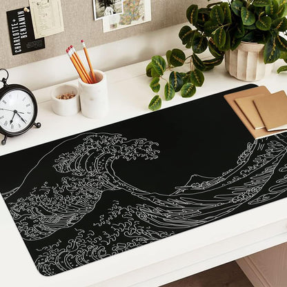 iCasso Desk Cover Mat, Office Mouse Pad, Desk Protector Mat, Extra Large Matt for Desktop,Anti-Slip XXL Big Mousepad with Stitched Edges for Computer Keyboard Retro Black - Colors B