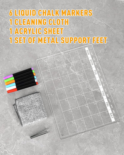 Acrylic Dry Erase Board to Do List Desktop Clear Memo Note Board, 9x13 Tabletop Whiteboard with Stand for Office, Home, School, Includes 6 Dry Erase Markers