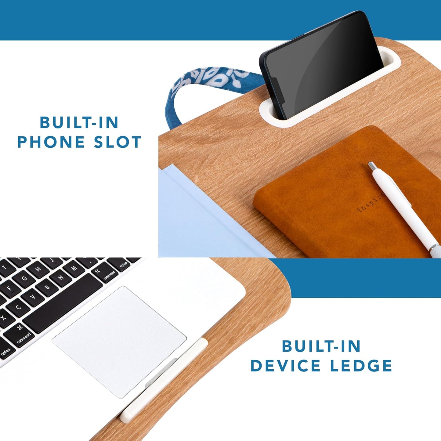 LAPGEAR Designer Lap Desk with Phone Holder and Device Ledge - Arrow Stripes - Fits up to 15.6 Inch Laptops - Style No. 45411