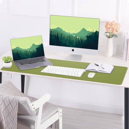 AFIING Large Desk Mat 47" x 17", Dual-Sided Natural Cork & PU Leather Desk Pad, Non-Slip Waterproof Mouse Pad for Office, Home & Gaming, Black