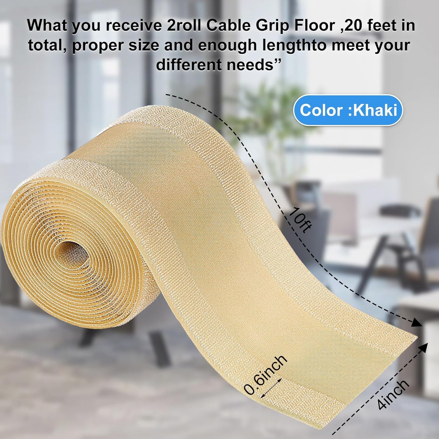 WILLBOND Carpet Cord Cover Cable Protector Floor Cover Cable Protector Management Only for Commercial Office Carpet(19.69 ft,Black)